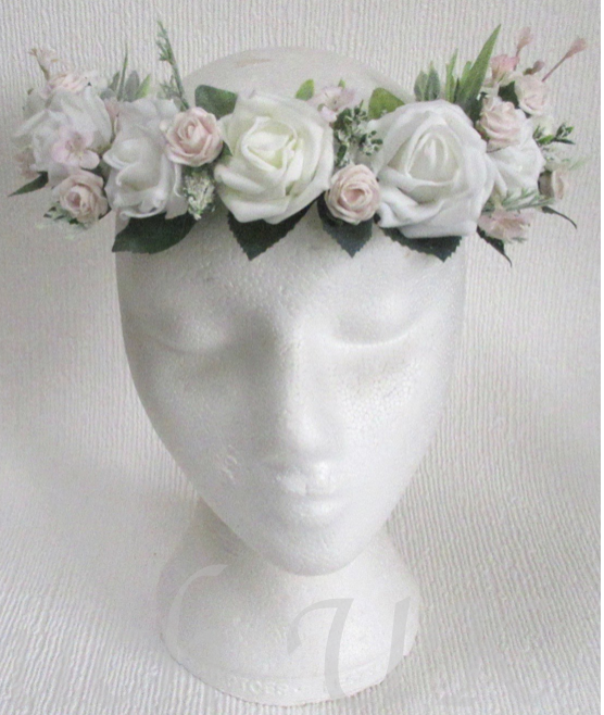 Blush, Ivory & White Floral Crown, bridesmaid crown, blush headdress